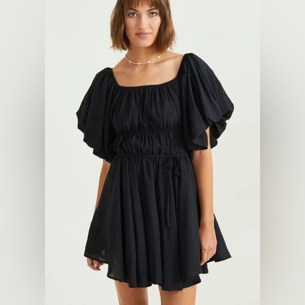 Altard state black mini dress XS puff sleeve